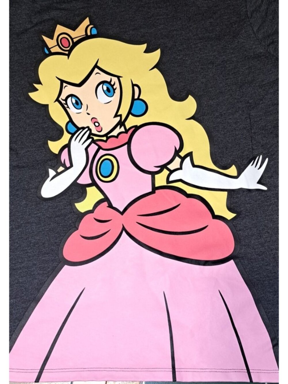 Super Mario Womens Large Black T-Shirt  Nintendo Princess NEW
